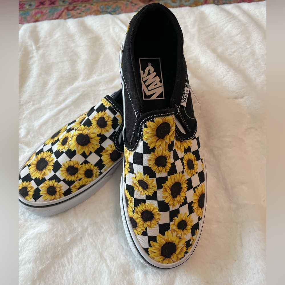 Vans Sunflower Checkered Slip-On Sneakers Size 8